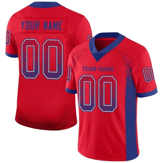 Custom Red Royal-White Mesh Drift Fashion Football Jersey Custom Red Royal-White Mesh Drift Fashion Football Jersey