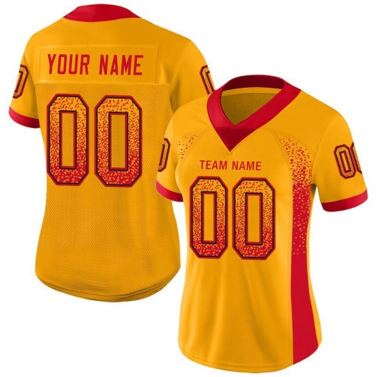 Custom Gold Scarlet-Black Mesh Drift Fashion Football Jersey Custom Gold Scarlet-Black Mesh Drift Fashion Football Jersey